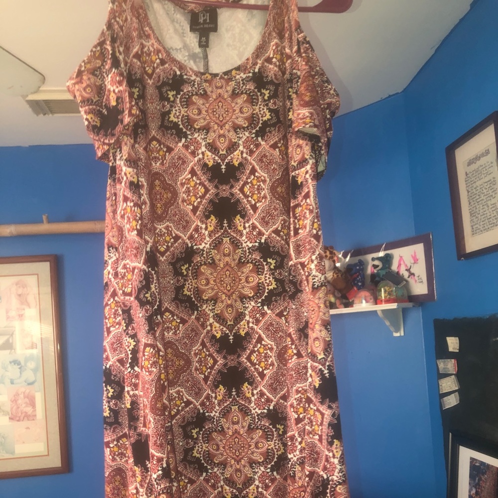 Burgundy and black paisley dress